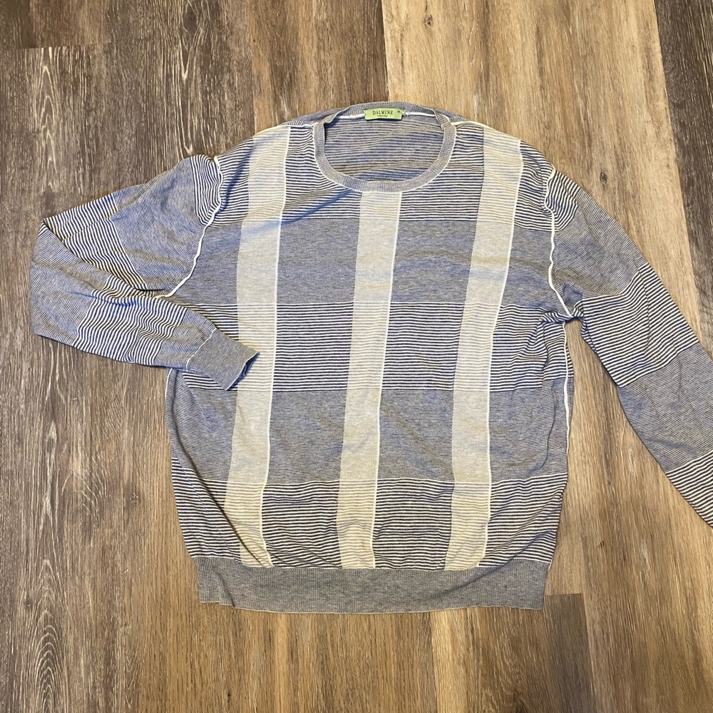 Dalmine Vintage Italian Made Striped Lightweight Crewneck Sweater Size 54 Large‎
